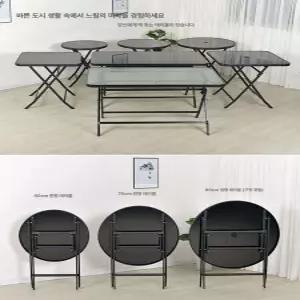 야외 접이식 테이블 탁자 블랙 사이드 원형 카페 테라스