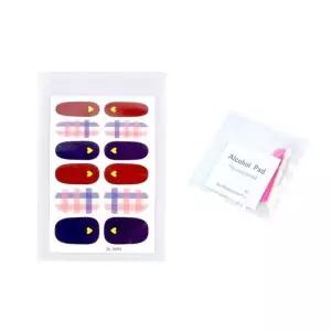네일스티커 세트 알코올패드 네일파일 체크 하트 아트-WFO8NWV