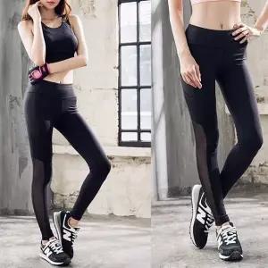 블랙 메쉬 요가복 필라테스 레깅스 긴바지 스포츠웨어