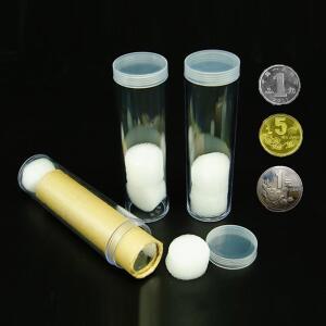 다양한 크기의 투명 원형 케이스, 동전 디스플레이 보관 플라스틱 보호 튜브 19-32mm, 1 개