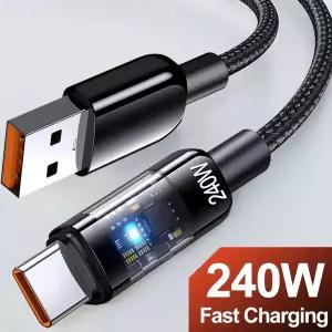 240W 10A USB 타입 C 케이블 초고속 충전 케이블 고속 전송 USB A타입 C로 퀵 차지 충전기 와이어