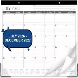 데스크 캘린더 2026-2027 - 데스크/월 2026년 2027년 26-27 18개월 코너 프로텍터가 있는 큰 룰 블록