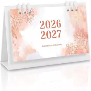 Zuozee 스몰 데스크 캘린더 2026-2027 핑크 월간 - 2026년 1월부터 2027년 12월까지 6.3인치 x 3.1인치