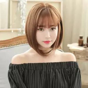 갈색 통가발 여성가발 전체 짧은머리 단발 볼륨 자연스러운