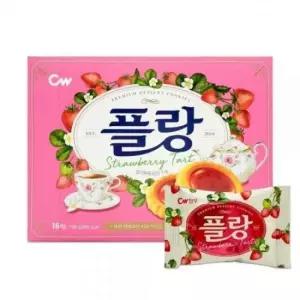 플랑 딸기 퓨레 쿠키 1개 타르트 사무실 간식