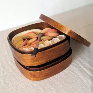 우드 도시락통 2단 반찬통 피크닉 회사원 점심 찬합