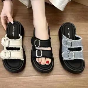 [제이시]제이시 키높이 발볼 넓은 여름 통굽 슬리퍼 6cm S212