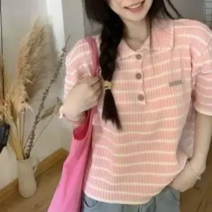 여름티셔츠 카라티 단가라 스트라이프 데일리룩 여름 반팔티셔츠 여성 여름티 스트라이프 카라티