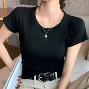 여성여름티셔츠 무지 여름티셔츠 기본 슬림 베이직 여성티블라우스 라운드넥