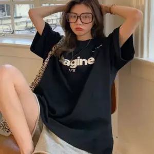 여성티셔츠 앞뒤 여름반팔 오버핏 셔츠 여성 레터링 여름 오버핏티셔츠 영문