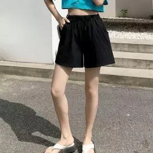 여성여름바지 여성 심플 무지 반바지 밴딩 3부 여름용 데일리 여성반바지
