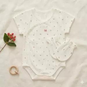 PH)리프플라워배내바디수트+손싸개SET