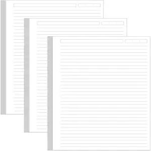 3팩 언펀칭 안감 리필 용지 - 링 바인더/바운드 노트북 플래너 인서트용 A5 루즈 300매/600페이지 100gsm