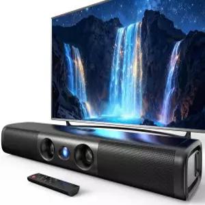 스마트 TV용 사운드바 - 60W 2.0 채널 듀얼 우퍼 및 실크 돔 트위터 블루투스 5.3 ARC/광학/AUX 17인치