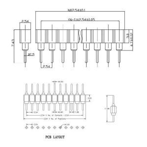 52050개 1x40P 2.54mm 원형 홀 암 헤더 주석 단일 행 40핀 0.1인치 분리형 적층형 PCB IC 크리스탈 소켓 커