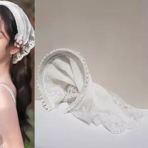 [룽스_62]레이스 예쁜머리띠 삼각 스카프 머리띠 헤어 메쉬