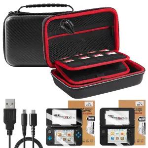 닌텐도 2DS XL 충돌 방지 휴대용 Jeekarsy 3-in-One 키트 EVA 소재 커버 포함 2팩 HD 전면 및 후면 스크린