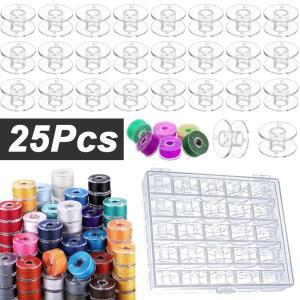 25피스 투명 스풀 빈 보빈 보관 상자 가정용 DIY 바느질 액세서리  플라스틱 기계