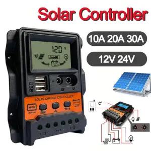 태양광 충전 컨트롤러 레귤레이터 패널 배터리 LCD 디스플레이 전류 PWM 10A 20A 30A 12V 24V