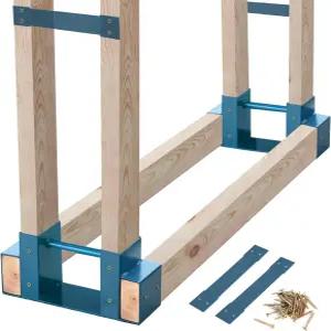 MOFEEZ 야외 장작 통나무 보관 랙 2x4 브래킷 키트 벽난로 목재 홀더 길이 조절 가능 - 다크 블루 베이스