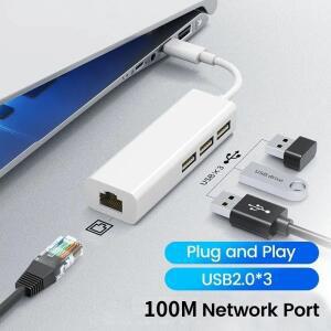 4in 1 USB Type C-RJ45 Lan 네트워크 카드 USB2.0 이더넷 허브 분배기 어댑터 노트북 PC 드라이버 용 10GBi