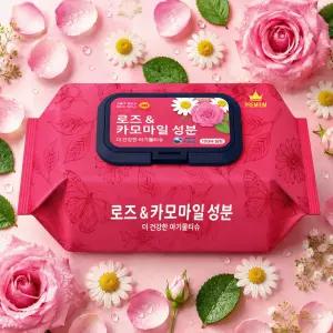 도톰엠보싱 아기물티슈 프리미엄 캡형 70매10팩 로즈카모마일