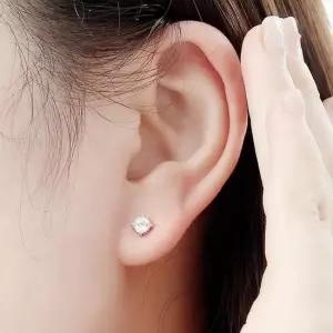 비쥬홀릭 실버925 백금도금 기본 심플 큐빅 귀걸이