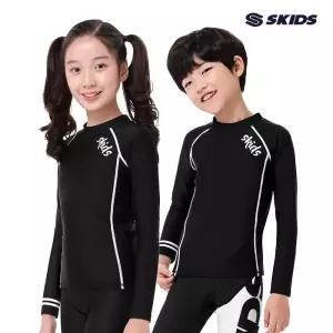 스키즈 남/여아동공용 래쉬가드 상의 블랙 수영복 키즈 주니어 SF5US5002RBK