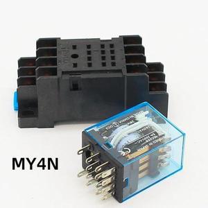 1개 파워 릴레이 MY4NJ DIN 레일 마운트 소켓 베이스 14핀 12V/24V 110V/220V 스위치