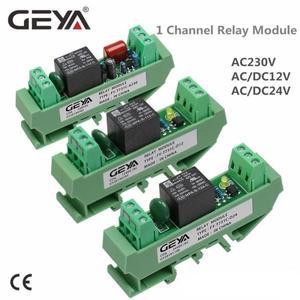 GEYA Din 레일 장착 1 채널 릴레이 모듈 DC 5V 24V 12V 48V 110VAC 230VAC GSM 제어 타이머