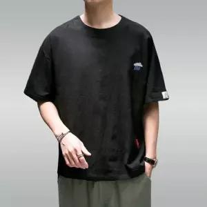오버핏 린넨셔츠 남자 반팔티 라운드 티셔츠 남자반팔셔츠 차이나카라셔츠 (WEACF8B)