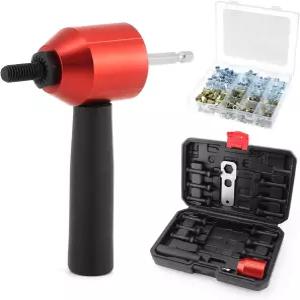 QWORK 리벳 너트 드릴 어댑터 도구 키트 260 PCS 미터법 및 인치 크기의 13 만드렐 포함