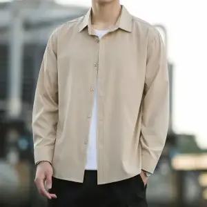 남자 가을 봄 정장셔츠 긴팔 셔츠 블랙 오버핏 남방 남자남방 옥스포드셔츠 (WCE606B)