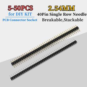5/20/50PCS 1x40P 2.54mm 둥근 구멍 암 헤더 주석 단일 행 40Pin 0.1 깨지기  쌓을 수있는 PCB IC 크리스탈