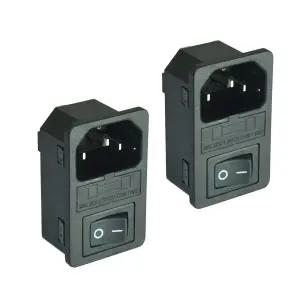 15A 로커 스위치 및 퓨즈가 장착된 2pcs FILSHU 대형 전류 흡입구 남성 전원 소켓 250V 3핀 IEC320 C14