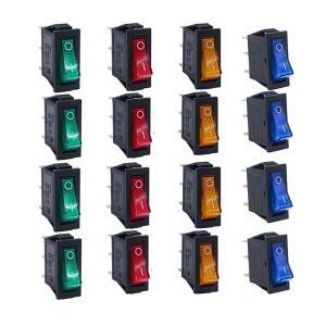 12개 KCD3 로커 스위치 3핀 2단 ON OFF 16A 250V 20A 보트형 전기 토글 자동차용 LED 조명 포함