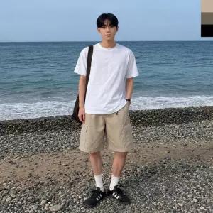 [179st]AGG 1010M 남자 하프 카고 와이드 버뮤다 밴딩 팬츠