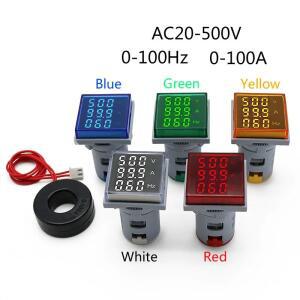 AC 60-500V 1-100A LED 디지털 전압계 전류계 헤르츠 HZ 신호등 220V 측정기 볼트 앰프 테스터 감지기