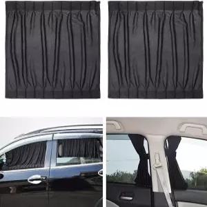 위노모 자동차 창문 그늘 햇빛 가리개 측면 커튼 자외선 드레이프 방패 2pcs 블랙