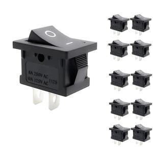 10Pcs SPST 스냅인 ON-Off 2 핀 라운드 로커 보트 스위치 가전 제품 교체 용 검정색 AC 250V 6A 10A