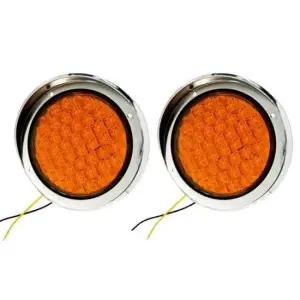 트럭 트레일러 대형 차량용 방향지시등 크롬 원형 12V 24V (HCL6801)