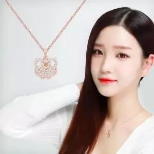 생일선물목걸이 링부엉이 로즈골드 큐빅 체인 패션 목걸이 14KGP
