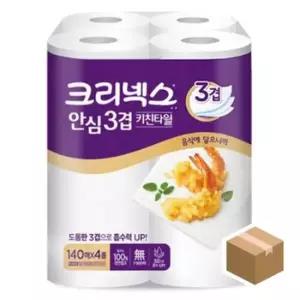 주방행주 크리넥스 안심 키친타올 3겹 BOX 140매x4롤 8팩