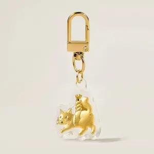 갤러리아 순금 선물 고양이 액막이 골드바 키링 24K 0.02g