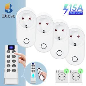 433M 호환Hz 무선 원격 제어 플러그 EU FR 범용 스마트 호환 소켓 220V 15A 전원 콘센트 홈/램프 LED/팬/조