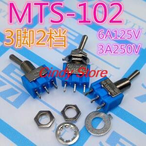100Pcs 토글 스위치 MTS-102 3 핀 ON/ON PDT 6A 125VAC/3A 250VAC 미니 레버