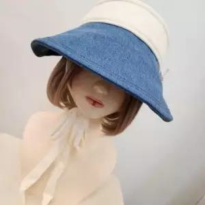 [패션] 여자 접이식 레이스 데님 썬캡 모자