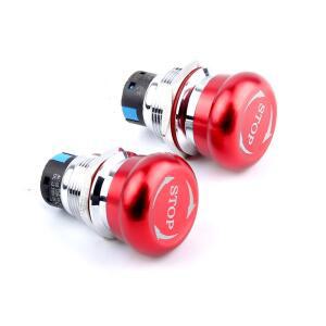 비상 정지 버튼 스위치 버섯 머리 레드 스타트 스톱 더블 컨트롤 메탈 16mm 22mm