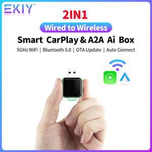 EKIY 카플레이 안드로이드 자동 A2A 어댑터 유선-무선 아우디 호환 도요타 호환 마쓰다 닛산 호환 쉐보레