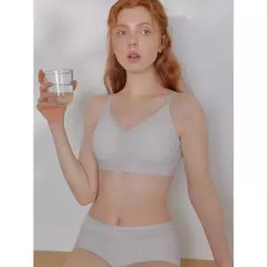 ELLE INNERWEAR [소프트 메쉬] 에어리 풀커버 브라 팬티 세트 - 라이트그레이 1024777